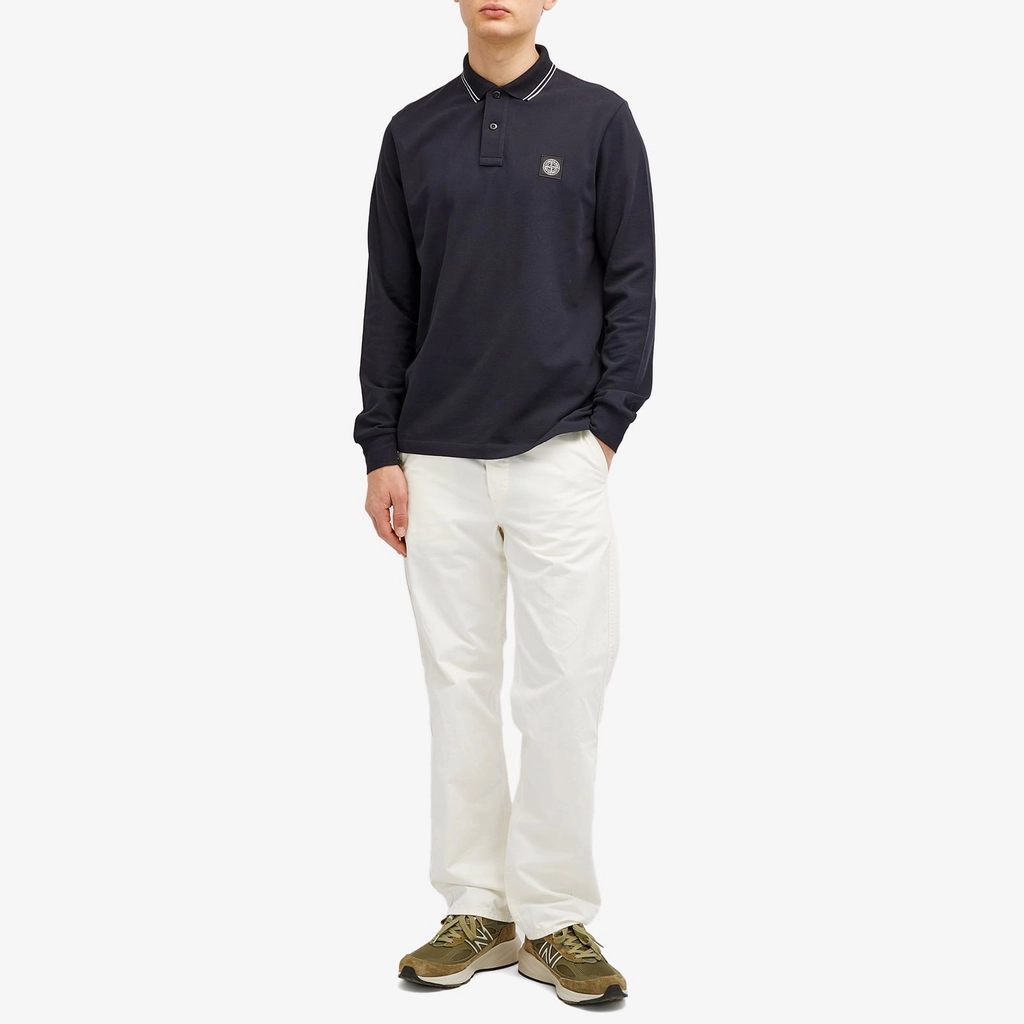 Stone Island Men's Long Sleeve Patch Polo Navy Blue
